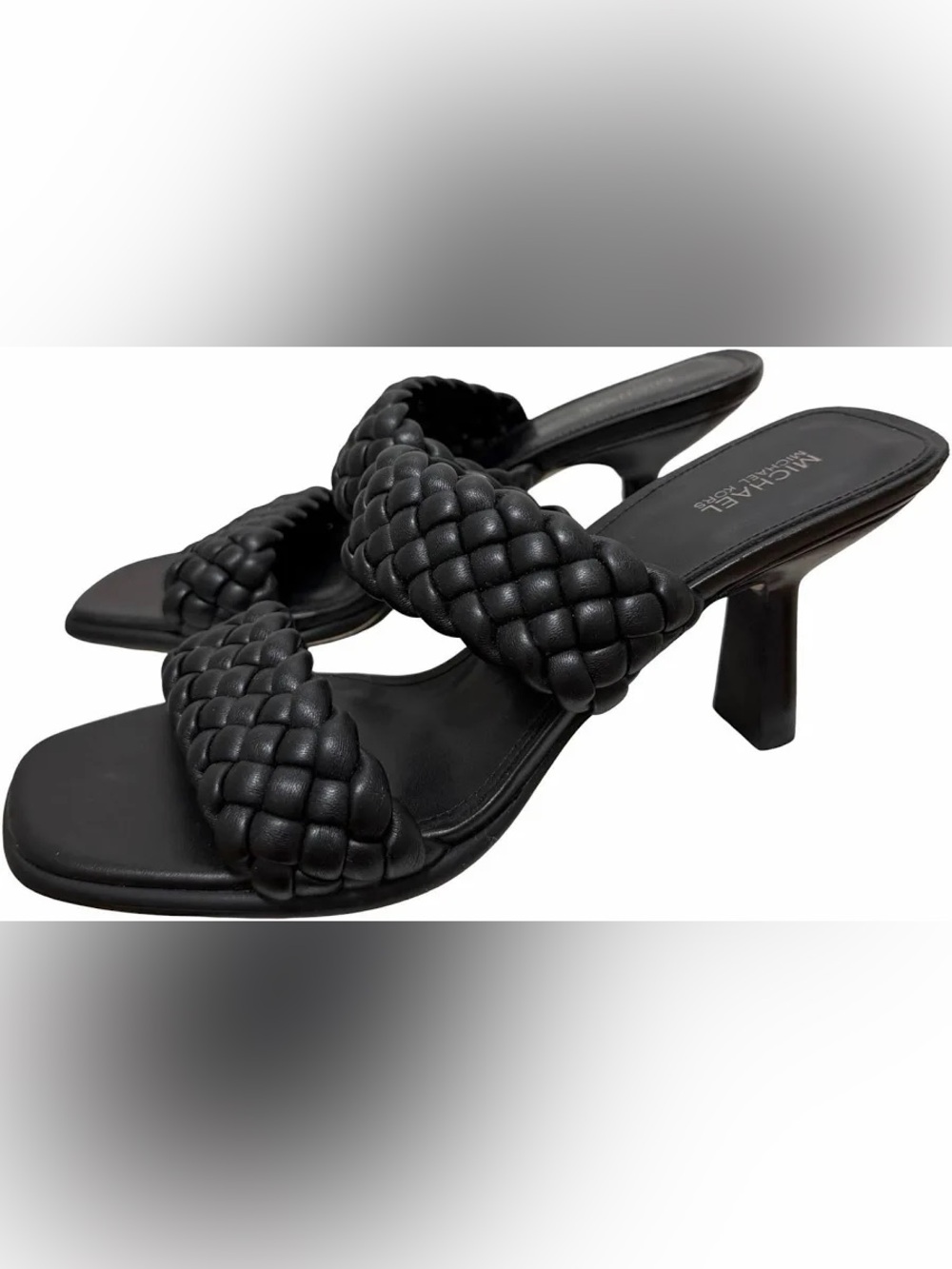 Michael Kors Amelia Black Braided Mule Heels